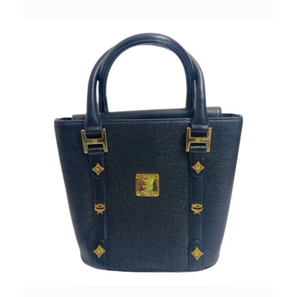 MCM Handbags - MCM EUC Black Satchel with Gold Hardware and Accents